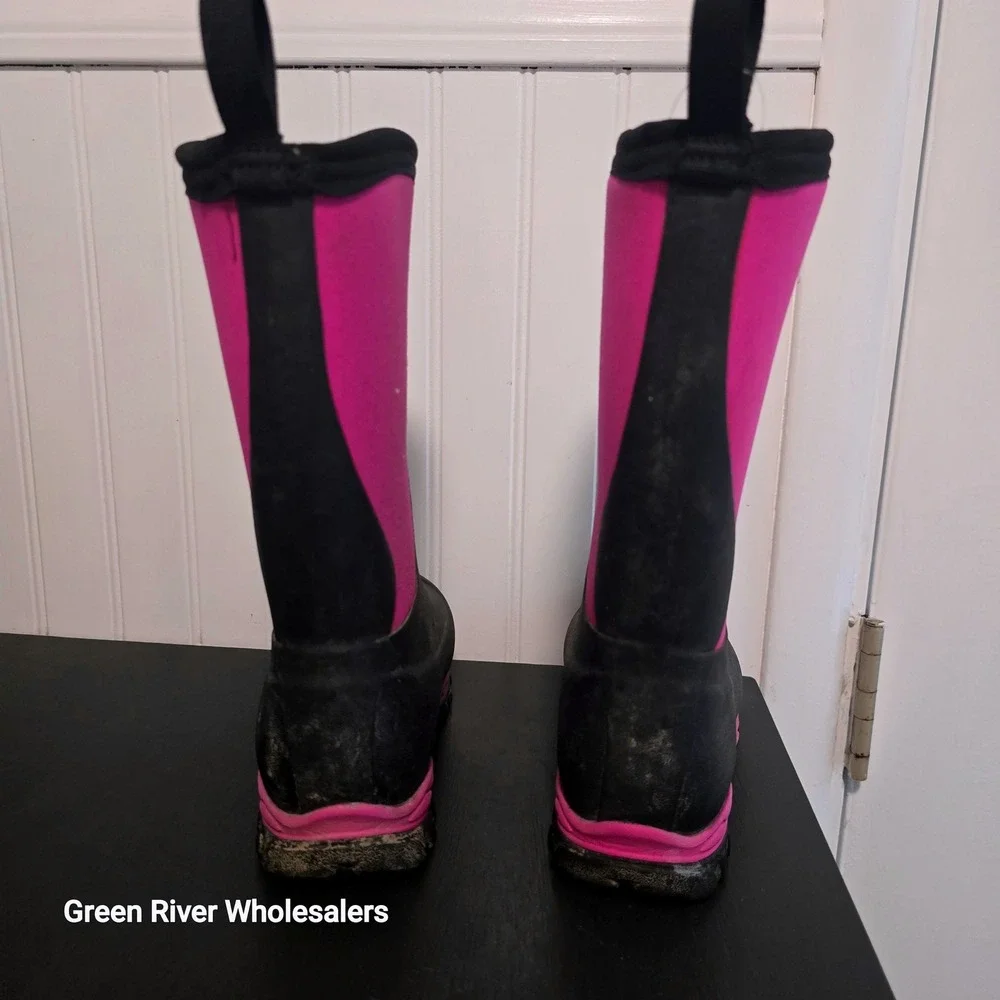 Muck Boot Company Hale‎ Kids Size 2 Pink Black Waterproof Neoprene Rain Boots